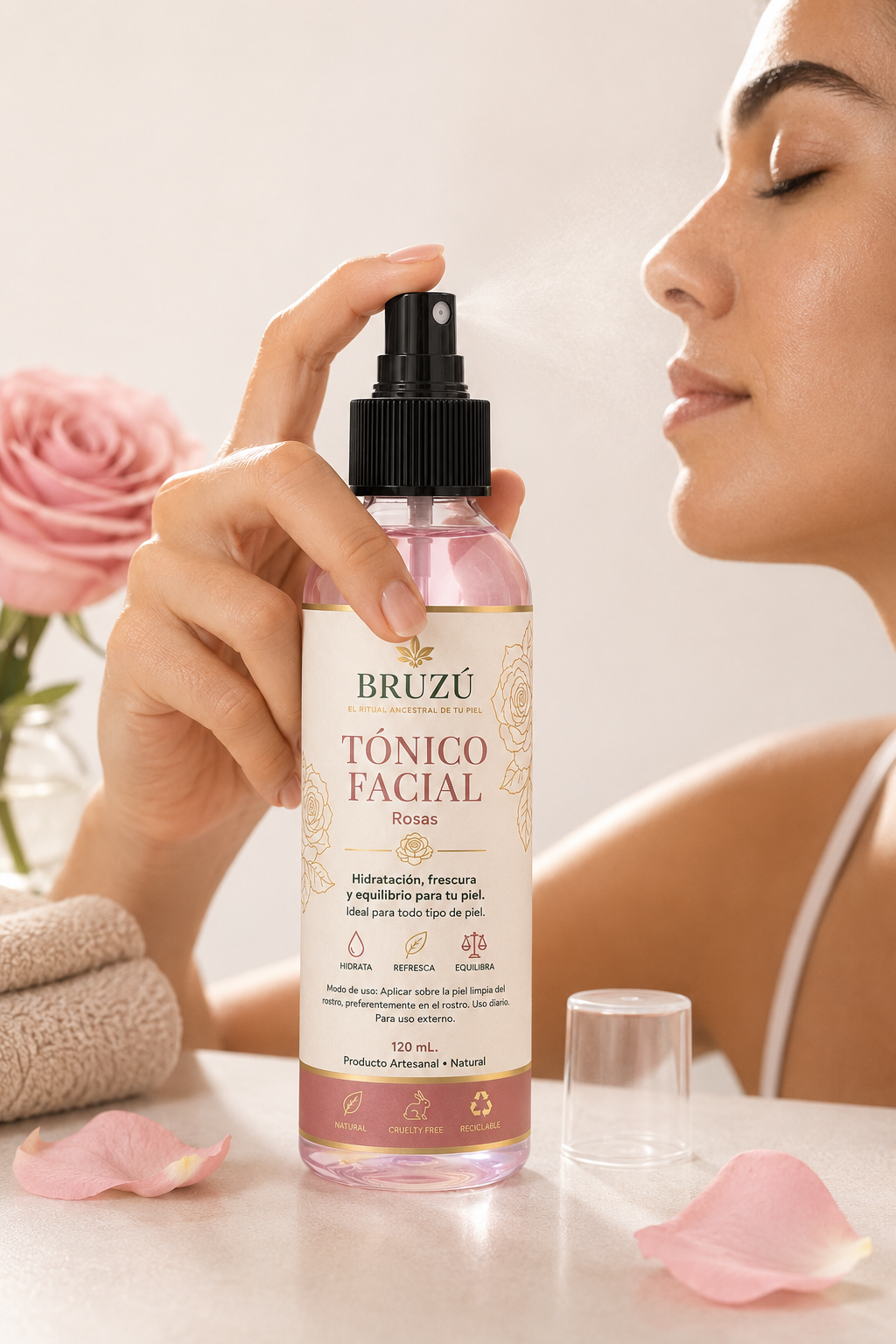 Tónico Agua de Rosas BRUZÚ – Hidratación, Equilibrio & Frescura Natural