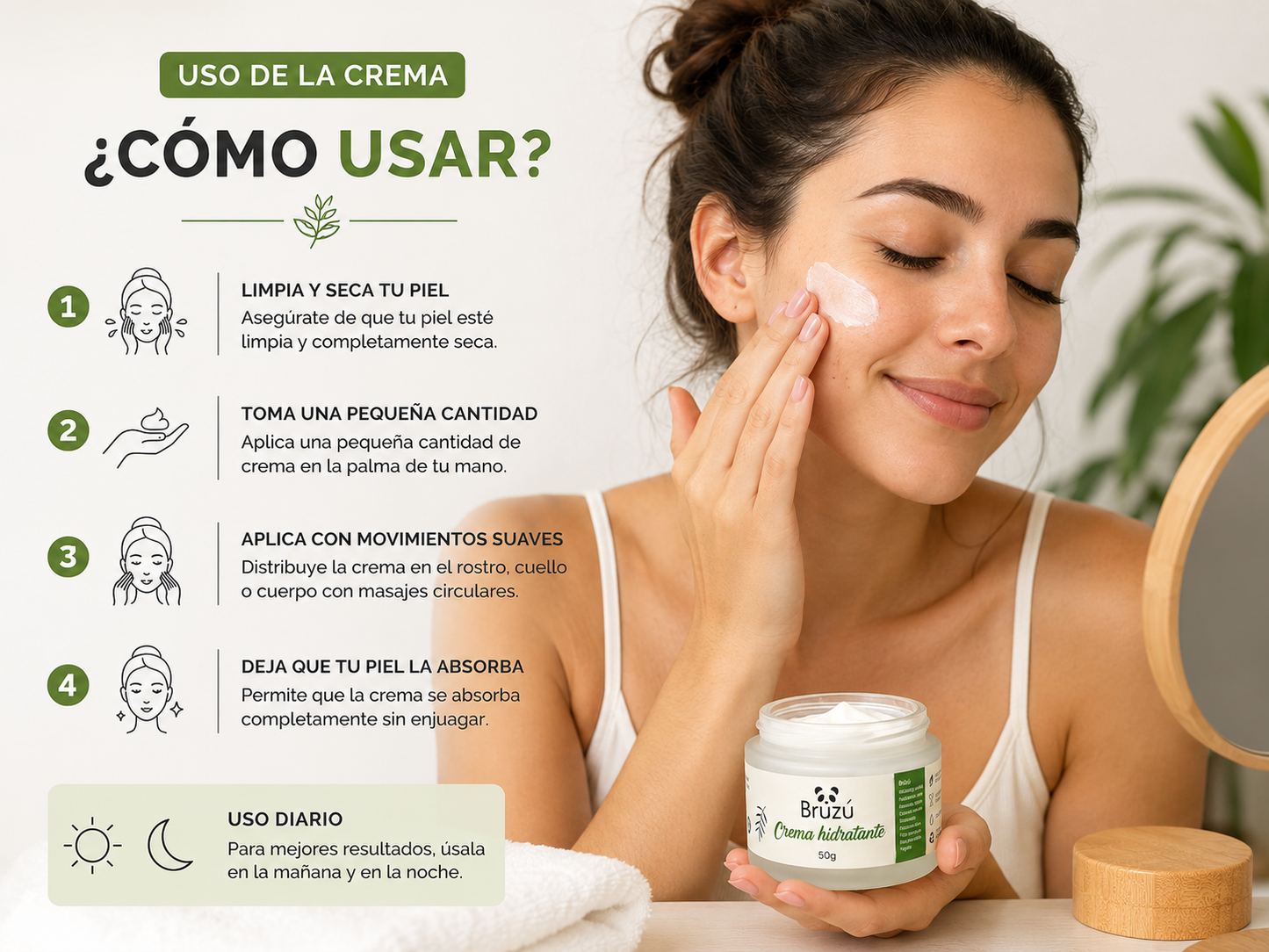 Crema Hidratante Multi-Acción BRUZÚ – Hidratación & Luminosidad | 50 g