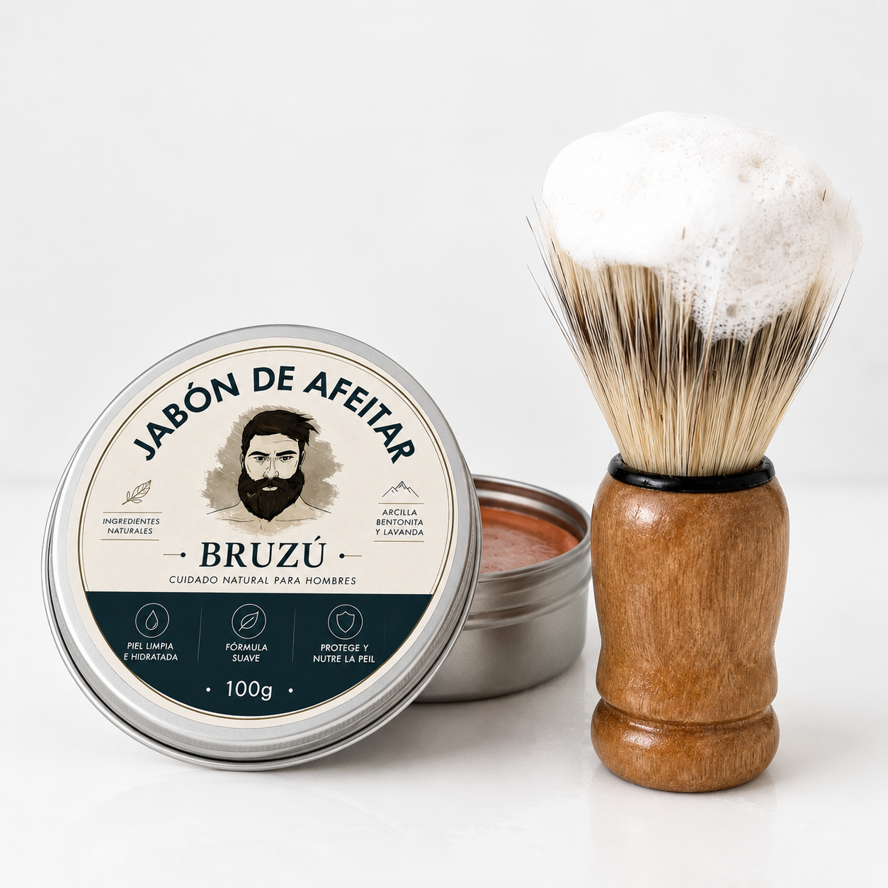 Jabón Afeitar Artesanal + Brocha BRUZÚ